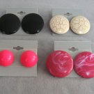 4 Pair Large Vintage Clip On Earrings Pink Black Beige Signed Japan 1960s 4 Pair Large Vintage Clip On Earrings Pink Black Beige Signed Japan 1960s