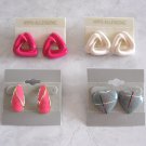 4 Pair Pink & White Funky Style Pierced Earrings Vintage Jewelry 1980s 4 Pair Pink & White Funky Style Pierced Earrings Vintage Jewelry 1980s