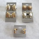 5 Pair Vintage Blue Stone Hoop Clip On Earrings Retro 1950s To 1970s Designer Coro