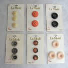 6 Pkg Pink Tan Black Beige Orange Rust Various Buttons By La Mode Vintage 1960s Sewing Supplies