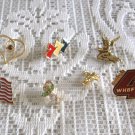 7 Enamel Crystal Lapel Tack Pins Vintage Jewelry 1970s-1990s 7 Enamel Crystal Lapel Tack Pins Vintage Jewelry 1970s-1990s