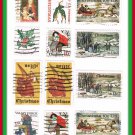 12 Mixed United States Christmas Holiday Postage Stamps Vintage 12 Mixed United States Christmas Holiday Postage Stamps Vintage