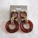 Amber Retro Hoop Hoops Pierced Earrings Vintage 1970s Jewelry