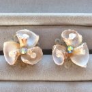 Aurora Borealis Stone Natural Shell Clip On Earrings Retro 1950s Vintage Jewelry Aurora Borealis Stone Natural Shell Clip On Earrings Retro 1950s Vintage Jewelry