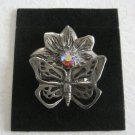 Butterfly Flower Aurora Borealis Stone Pewter Paperweight By Designer Metzke Vintage 1975 Butterfly Flower Aurora Borealis Stone Pewter Paperweight By Designer Metzke Vintage 1975