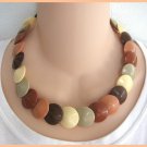 Chunky Style Large Saucer Beaded Necklace Earthtones Retro Vintage 1960s Jewelry