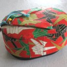 Colorful Red Oval Asian Japanese Origami Design Trinket Box Handcrafted Vintage 1980s