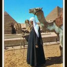 Egypt Giza The Sphinx And The Pyramids of Cheops & Chephren Postcard Vintage 1950s
