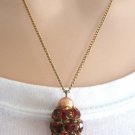 Faceted 18 Red Stone Cluster Jewel Pendant Necklace Vintage 1950s Jewelry