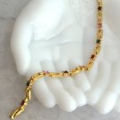 Fancy 9 Round Faceted Colorful Stone Gold Bracelet Vintage Jewelry 1980s