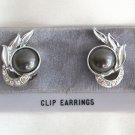 Fancy Gray Cabochon Rhinestone Clip On Earrings Vintage Jewelry 1950s Fancy Gray Cabochon Rhinestone Clip On Earrings Vintage Jewelry 1950s