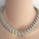 Gray Beaded Necklace Unique Shape Square Beads Vintage Jewelry 1970s Gray Beaded Necklace Unique Shape Square Beads Vintage Jewelry 1970s