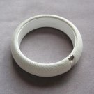 Gray Cloth & Silver Strip Bangle Bracelet Vintage Jewelry 1970s