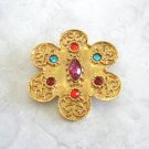 Large Flashy Colorful Jeweled Stones Flower Shaped Brooch Pin Purple Marquise Vintage Jewelry 1960s Large Flashy Colorful Jeweled Stones Flower Shaped Brooch Pin Purple Marquise Vintage Jewelry 1960s
