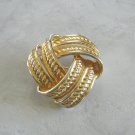 Large Gold Brooch Knot Design Quality Made Vintage Jewelry 1980s