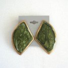 Large Green Chunky Style Pierced Earrings Retro Vintage Jewelry 1970s Large Green Chunky Style Pierced Earrings Retro Vintage Jewelry 1970s