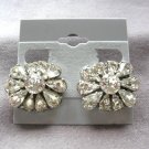 Large Pear Cut Rhinestone Clip On Earrings Retro Sparkle Glitzy 1950's Vintage Jewelry