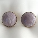 Large Purple Cabochon Swirl Screw Back Earrings Retro Vintage Jewelry 1950s