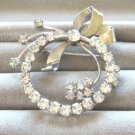Large Round Bow Silver Sparkly Rhinestone Brooch Pin Vintage Jewelry 1950s Large Round Bow Silver Sparkly Rhinestone Brooch Pin Vintage Jewelry 1950s