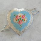 Large Silver Blue Heart with Arrow Enamel Brooch Pin Retro 1950s Vintage Jewelry Large Silver Blue Heart with Arrow Enamel Brooch Pin Retro 1950s Vintage Jewelry