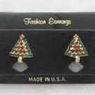 Multi Colored Jeweled Stones Christmas Tree Clip On Earrings Vintage Jewelry 1960s Multi Colored Jeweled Stones Christmas Tree Clip On Earrings Vintage Jewelry 1960s