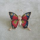 Pink Blue Yellow Butterfly Brooch Pin Vintage Jewelry 1980s Pink Blue Yellow Butterfly Brooch Pin Vintage Jewelry 1980s