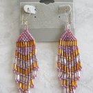 Purple Yellow Topaz Glass Beaded Long Dangle Pierced Earrings Vintage 1970s Jewelry Purple Yellow Topaz Glass Beaded Long Dangle Pierced Earrings Vintage 1970s Jewelry
