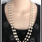 Long 55_ White Milk Glass Bezel Pendant Necklace Retro Vintage Jewelry 1950s Long 55_ White Milk Glass Bezel Pendant Necklace Retro Vintage Jewelry 1950s