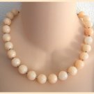 Marble Beaded Necklace Light Peach Color Vintage Retro 1950s Jewelry