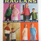 Raglans For Boys And Girls Sizes 4 to 14 Knitting Crochet Vol. 80 Large Paperback Book Vintage 1964