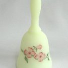 Red Flower Frosted Yellow Glass Bell Hand Painted Designer Fenton Artist S. Bryan Vintage Red Flower Frosted Yellow Glass Bell Hand Painted Designer Fenton Artist S. Bryan Vintage