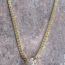 Rhinestone Pendant Necklace & Pierced Earrings Jewelry Set Designer Parklane Vintage 1980s