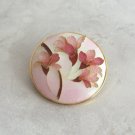 Round Pink Flower Brooch Pin By Designer Amita Vintage Jewelry 1960s Round Pink Flower Brooch Pin By Designer Amita Vintage Jewelry 1960s