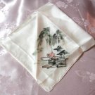 Satin Vintage Hand Painted Hankie Handkerchief Satin Vintage Hand Painted Hankie Handkerchief