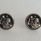 Silver & Black Cufflinks Figural Saint St. Christopher Vintage 1950s Silver & Black Cufflinks Figural Saint St. Christopher Vintage 1950s
