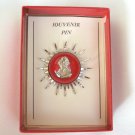 Silver & Red Domed George Washington Brooch Pin Souvenir Vintage Jewelry 1950s