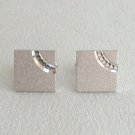 Silver Textured Diamond Cut Cufflinks By Designer Anson Vintage 1960s