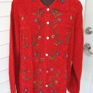 Soft Chenille Dark Red MOP Button Sweater Carolyn Taylor Luxury Size Large