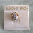 Sparkly Glitzy Rhinestone Frog Brooch Lapel Tack Tac Pin Vintage 1980s Jewelry
