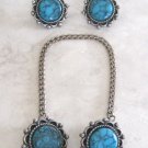 Turquoise Clip On Earrings Matching Sweater Clip Set Designer Sancrest Vintage 1950's Jewelry Rare