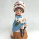 Young Girl and Kitty Cat Bisque Porcelain Bell By Jasco Adorabelles Vintage 1970s