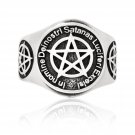 925 Sterling Silver Baphomet Inverted Pentagram Lucifer Satanic Luciferi Excelsi Ring