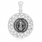 925 Sterling Silver Saint St Benedict Catholic Protection Medal Double Sided Pendant