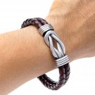 Stainless Steel Celtic Infinity Knot Pagan Braided Leather Bracelet