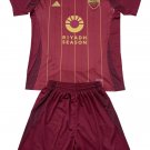 Kids AS Roma Home Shirt Jersey Kit 24-25 Youth Soccer Football 2024-2025