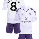 Kids B.FERNANDES #8 Manchester United Away Shirt Jersey Kit 25-26 Youth Soccer Football 2025-2026