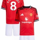 Kids B.FERNANDES #8 Manchester United Home Shirt Jersey Kit 25-26 Youth Soccer Football 2025-2026