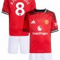 Kids B.FERNANDES #8 Manchester United Home Shirt Jersey Kit 25-26 Youth Soccer Football 2025-2026