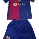 Kids Barcelona Home Shirt Jersey Kit 24-25 Youth Soccer Football 2024-2025