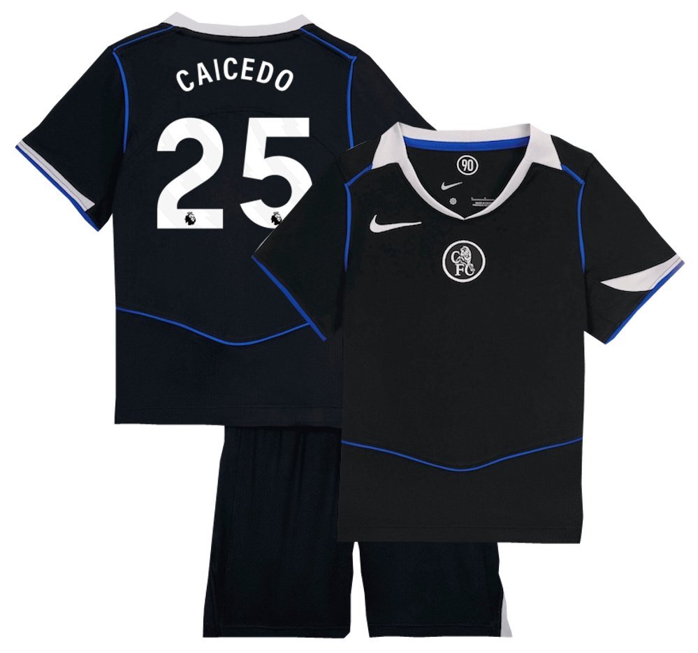 Kids CAICEDO #25 Chelsea 3rd Third Shirt Jersey Kit 25-26 Youth Soccer Football 2025-2026